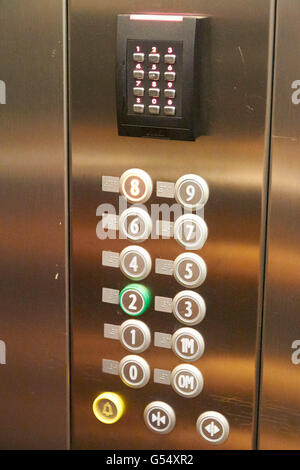 Elevator control panel with security keypad Stock Photo