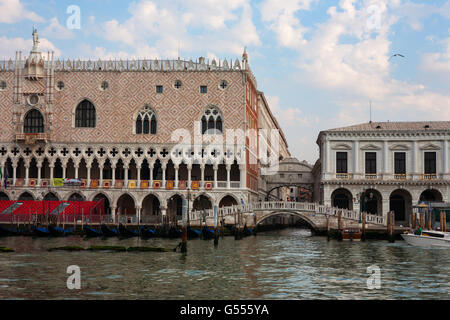 The Doge's Palace and the Bridge of Sighs from the Bacino di San Marco, Venice, Italy Stock Photo