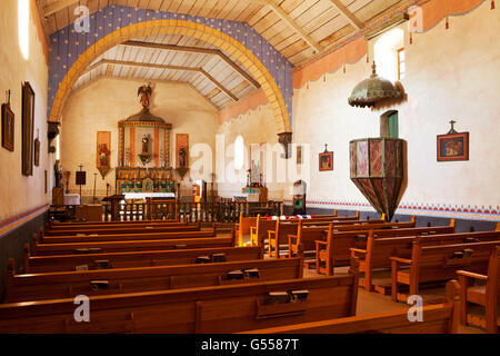 Church of Mission San Antonio de Padua, near Jolon, Fort Hunter Liggett Military Reservation, Monterey County, CA, USA Stock Photo