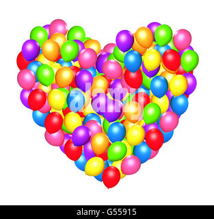 party balloons heart shaped colorful. love helium balloon bunch ...