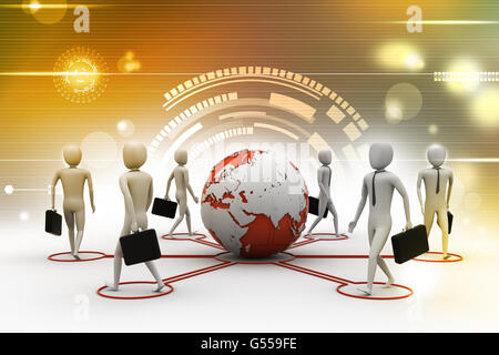 3d businessman persons with Globe Earth Stock Photo