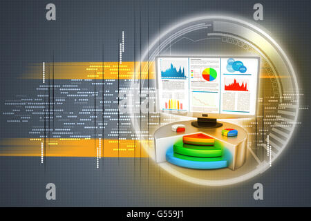 Stock chart showing the computer monitor Stock Photo - Alamy