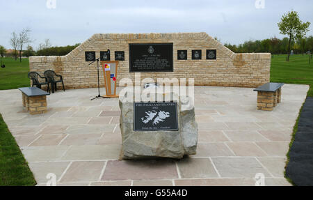 The new memorial commemorating the 255 British servicemen who died in the Falklands War, at the National Memorial Arboretum in Staffordshire. Stock Photo