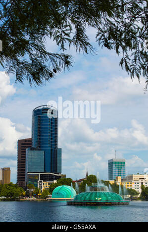 Orlando Skyline Landscape at Lake Eola Park Stock Photo