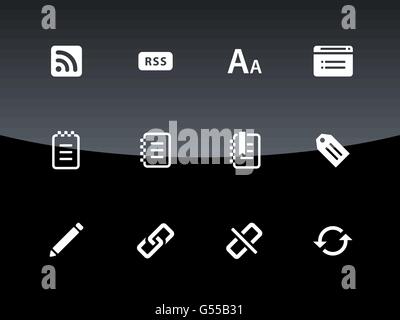 Blogger icons on black background Stock Vector