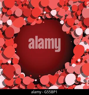 red bubbles dark abstract background with copy-space for text in center vector design illustration Stock Vector