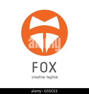 orange fox head symbol creative company logo vector design Stock Vector