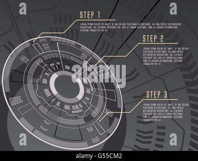 grayscale color techno gear background vector infographic design illustration Stock Vector