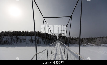 The suspension bribge over Lutto river in Inari, Lapland, Finland, Europe, EU Stock Photo