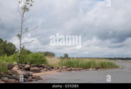 lake Peipus at sunrise, Eastern Estonia Stock Photo