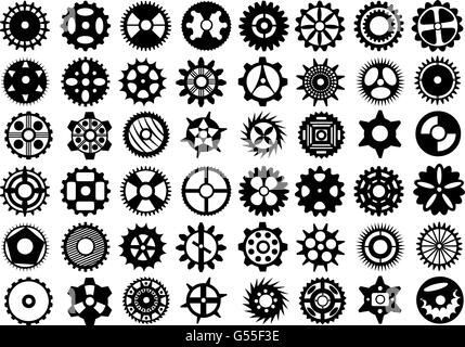 Gears set isolated on white Stock Vector
