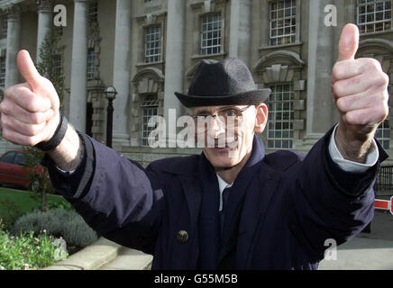 Iain Hay Gordon, 68, from Scotland, outside Belfast High Court, after being given the clearest of indications by the Northern Ireland Court of Appeal that it will overturn a guilty verdict imposed on him nearly 50 years ago for the murder of Patricia Curran in 1952. Stock Photo