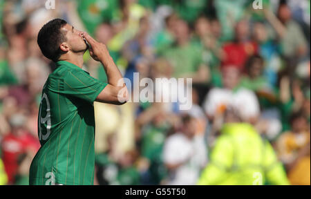 Soccer - International Friendly - Republic of Ireland v Bosnia - Aviva Stadium. The Republic of Ireland's Shane Long celebrates his goal during the International Friendly at the Aviva Stadium, Dublin, Ireland. Stock Photo