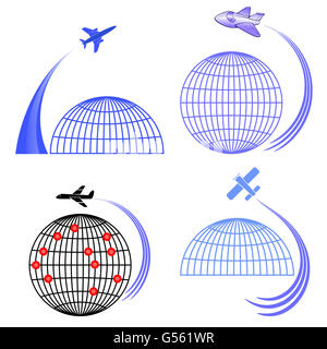 Set of Airplane Icons Isolated Stock Photo