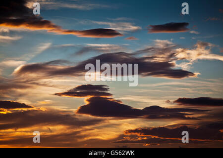 Sunset and clouds, Iceland Stock Photo