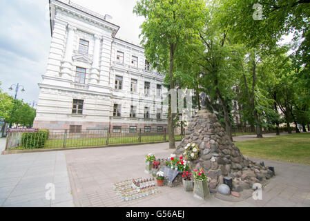 The Museum of Genocide Victims, it is located in the former KGB headquarters across from the Lukiskes Square, Stock Photo