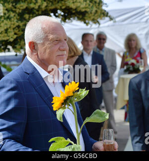 Former Czech president Vaclav Klaus celebrated his 75th birthday at a Prague tennis club, Czech Republic, June 19, 2016.  Two hundred of politicians, artists and other friends and acquaintances came to congratulate him. (CTK Photo/Michal Dolezal) Stock Photo