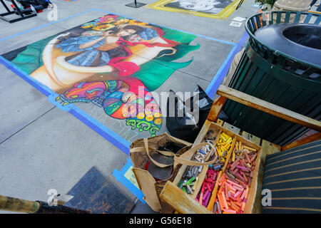 Pasadena, USA. 19th June, 2016. Chalk competition near Pasadena City Hall on JUN 19, 2016 at Pasadena Credit:  Chon Kit Leong/Alamy Live News Stock Photo