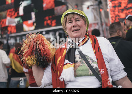 Berlin, Berlin, Germany. 21st June, 2016. A German supporter cheer at fan zone in Berlin ahead of Germany vs Northern Ireland. Credit:  Jan Scheunert/ZUMA Wire/Alamy Live News Stock Photo