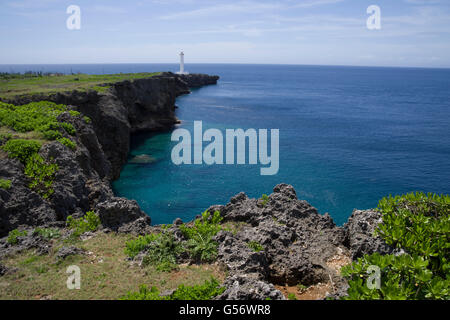 Cape Zanpa Lighthouse, Okinawa, Japan Stock Photo