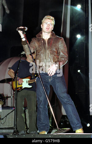 Irish singer Ronan Keating at the Globe Arena, Stockholm Sweden, in rehearsal's before the MTV Europe Music Awards. Keating is one of the artists due to perform at the ceremony. Stock Photo