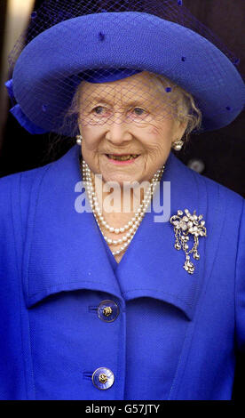 Britain's, Queen Elizabeth, the Queen Mother walks from the Christmas morning church service at St Mary Magdalene Church in Sandringham, Norfolk. * Up to 20 members of Britain's Royal Family gathered at the tiny church on the Sandringham Estate for a tradition celebration of Christmas. Stock Photo