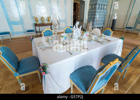 PILSRUNDALE, LATVIA - JUNE 9, 2016: Interior of Rundale palace.The Marble Hall served as the Duke’s dining room Stock Photo