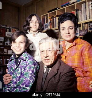 CECIL DAY-LEWIS 1968: The new Poet Laureate Mr C. Day-Lewis wih his wife, Jill, daughter Tamasin (14), and son Daniel (10), at their Greenwich, London, home. Daniel Day-Lewis has gone on to become a successful actor. Stock Photo