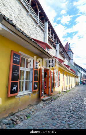 TALLINN, ESTONIA- JUNE 12, 2016: a quiet street in the historic center of Tallinn, Estonia Stock Photo