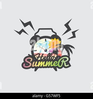 Hello Summer Badge Design Vector Illustration Stock Vector