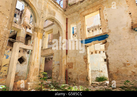 Crumbling interior of a historic former convent building in Havana Vieja, Old Havana,Cuba Stock Photo