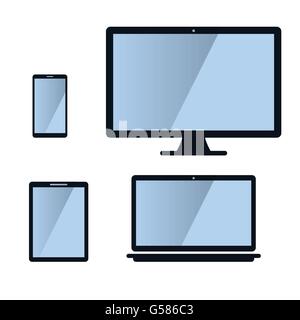 phone monitor tablet laptop icon set isolated on white vector illustration Stock Vector