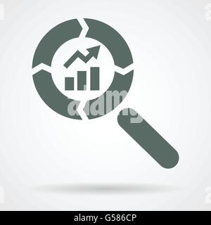 growing trend in cycle magnifier glass symbol as continuos improvement positive result achievement abstract vector icon design Stock Vector
