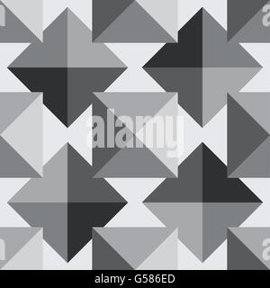 black and white color geometrical pyramid seamless pattern vector design Stock Vector