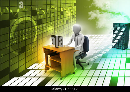 3d clerk working in the office Stock Photo