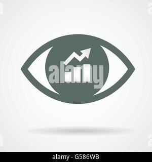 positive trend in eyeball of human eye symbol as growing financial market concept vector icon design Stock Vector