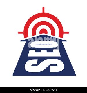arrow with seo word reach target as website optimization and monetization concept vector illustration Stock Vector