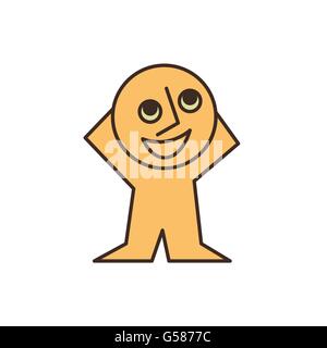funny cartoon character smiling yellow man mascot vector design icon illustration Stock Vector