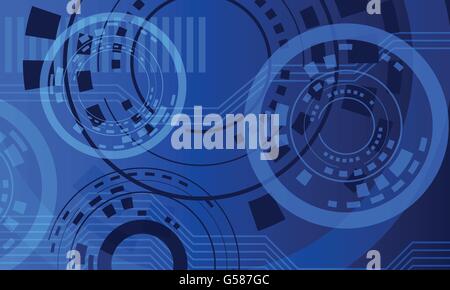 abstract circles technical blue dark vector background Stock Vector