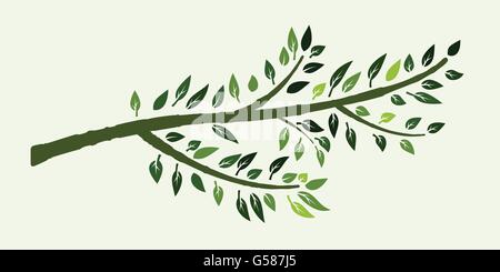 tree branch with green leaves summer vector design Stock Vector
