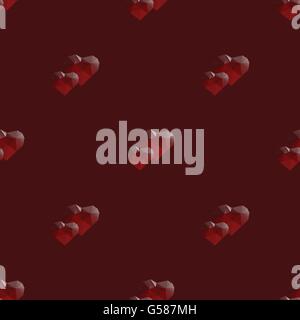 two hearts love symbol lowpoly design seamless pattern vector illustration Stock Vector