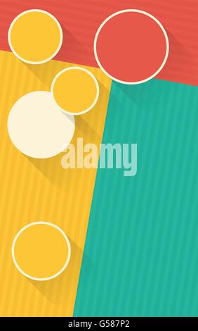 red yellow green vertical background with shadowed circles creative vector design banner template Stock Vector