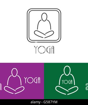 outline human in lotus yoga pose symbol vector icon logo design Stock Vector