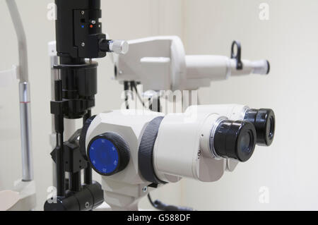 Optician's equipment for carrying out an eye text. Stock Photo
