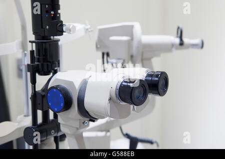 Optician's equipment for carrying out an eye text. Stock Photo