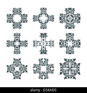 ancient tribal cross set vector vintage collection Stock Vector