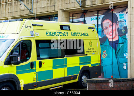 Ambulance parked outside fire station, England UK Stock Photo