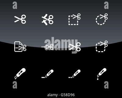 Scissors with cut lines icons. Stock Vector
