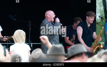 Buster Bloodvessel and Bad Manners performing at the Bristol Volswagen Festival in Easter Compton near Bristol, England at the w Stock Photo