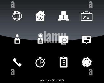 Logistics icons on black background. Stock Vector